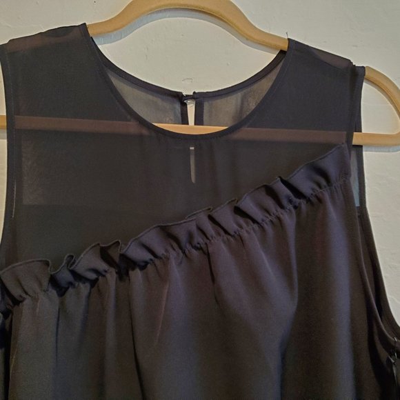 Halogen Black Single Ruffle-front Sleeveless Dress - Picture 4 of 6